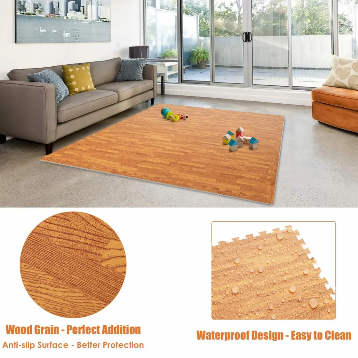 Tangkula 12 Pieces EVA Foam Puzzle Exercise Mat with Border, 3/8" Thick Interlocking Floor Mats Exercise Equipment Mats