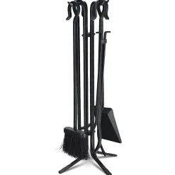 Tangkula 5 Pieces Fireplace Tools Wrought Iron Toolset 4 Tools & Decor Holder Indoor Outdoor Tong