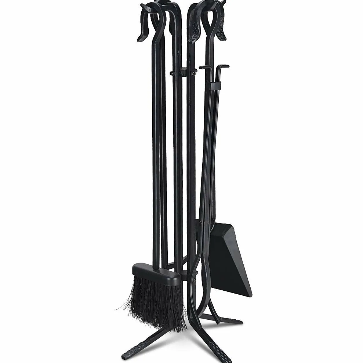 Tangkula 5 Pieces Fireplace Tools Wrought Iron Toolset 4 Tools & Decor Holder Indoor Outdoor Tong