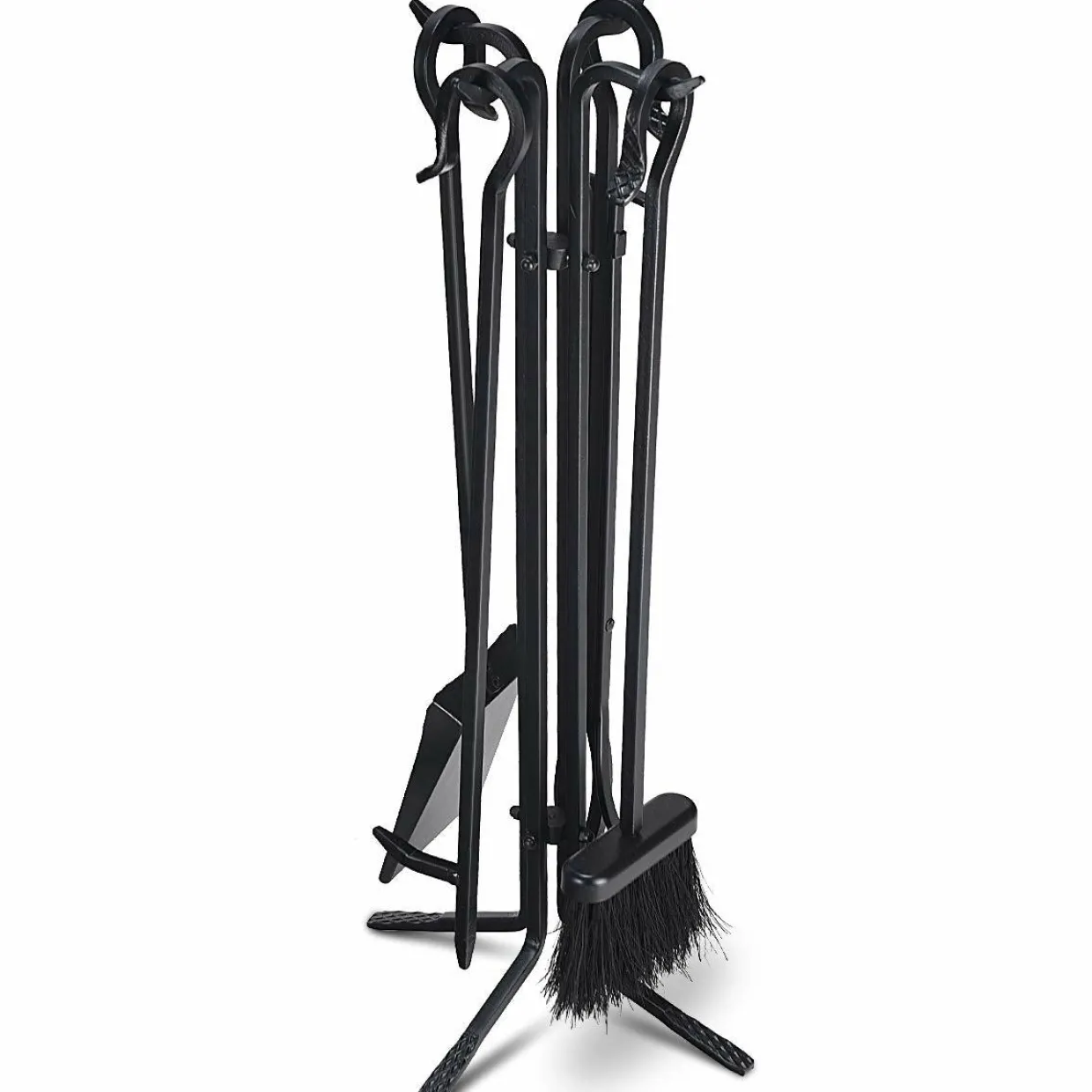 Tangkula 5 Pieces Fireplace Tools Wrought Iron Toolset 4 Tools & Decor Holder Indoor Outdoor Tong