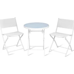 Tangkula 3 Pieces Folding Patio Bistro Set, No Assembly Required