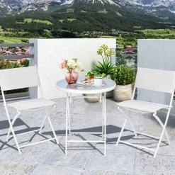 Tangkula 3 Pieces Folding Patio Bistro Set, No Assembly Required