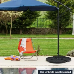 Tangkula 4 Pieces 185lbs Cantilever Offset Patio Umbrella Base, Water & Sand Filled Heavy Duty Outdoor Umbrella Stand