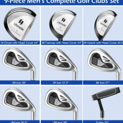 Tangkula 10 Pieces Men's Complete Golf Clubs Package Set Right Hand