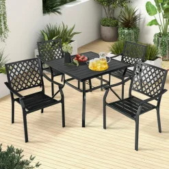 Tangkula 5 Pieces Metal Patio Dining Set, 37