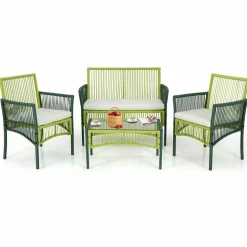 Tangkula 4 Pieces Outdoor Rattan Chair Set for Backyard, Poolside, Balcony
