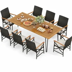 Tangkula 9 Pieces Outdoor Patio Dining Set