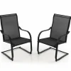 Tangkula 2 Pieces Outdoor Dining Chairs, Patio C-Spring Motion with Cozy & Breathable Seat Fabric