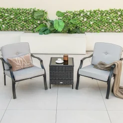Tangkula 2/4 Pieces Outdoor Dining Chairs, Heavy Duty 330 lbs Metal Frame Ergonomic Design Patio Chair with Soft Cushions