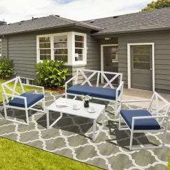 Tangkula 4 Pieces Outdoor Conversation Set