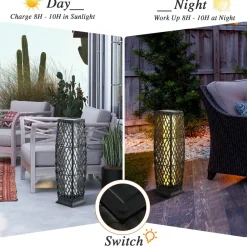 Tangkula 2 Pieces Outdoor Solar Powered Floor Lamps