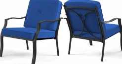 Tangkula 2/4 Pieces Outdoor Dining Chairs, Heavy Duty 330 lbs Metal Frame Ergonomic Design Patio Chair with Soft Cushions