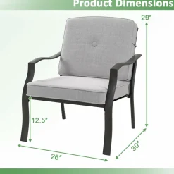 Tangkula 2/4 Pieces Outdoor Dining Chairs, Heavy Duty 330 lbs Metal Frame Ergonomic Design Patio Chair with Soft Cushions