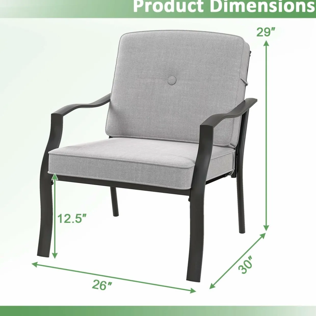 Tangkula 2/4 Pieces Outdoor Dining Chairs, Heavy Duty 330 lbs Metal Frame Ergonomic Design Patio Chair with Soft Cushions
