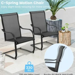 Tangkula 2 Pieces Outdoor Dining Chairs, Patio C-Spring Motion with Cozy & Breathable Seat Fabric
