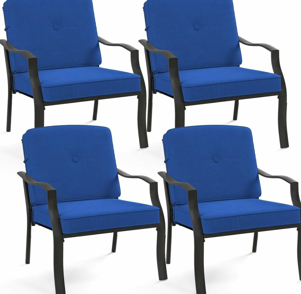 Tangkula 2/4 Pieces Outdoor Dining Chairs, Heavy Duty 330 lbs Metal Frame Ergonomic Design Patio Chair with Soft Cushions