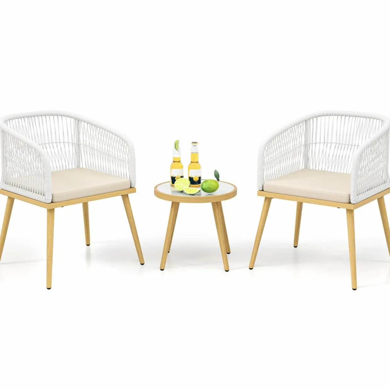 Tangkula 3 Pieces Patio Bistro Set