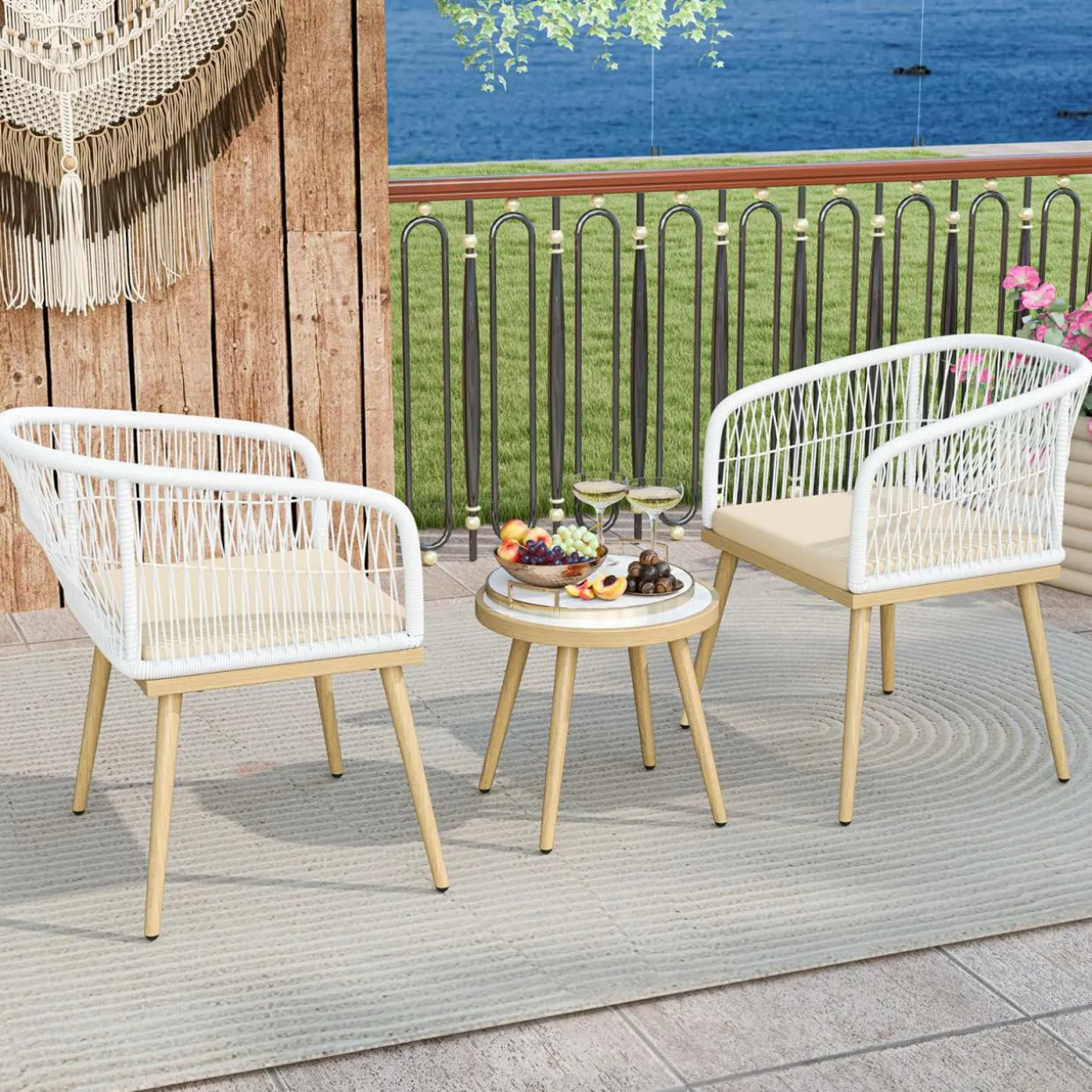 Tangkula 3 Pieces Patio Bistro Set