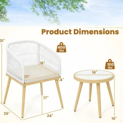 Tangkula 3 Pieces Patio Bistro Set