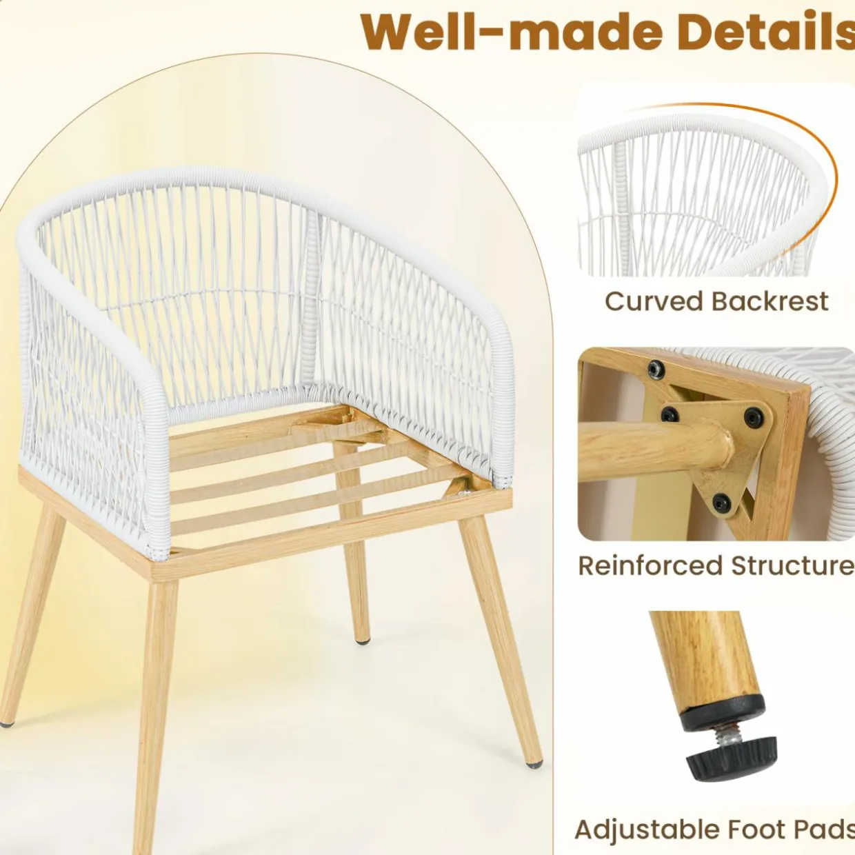 Tangkula 3 Pieces Patio Bistro Set