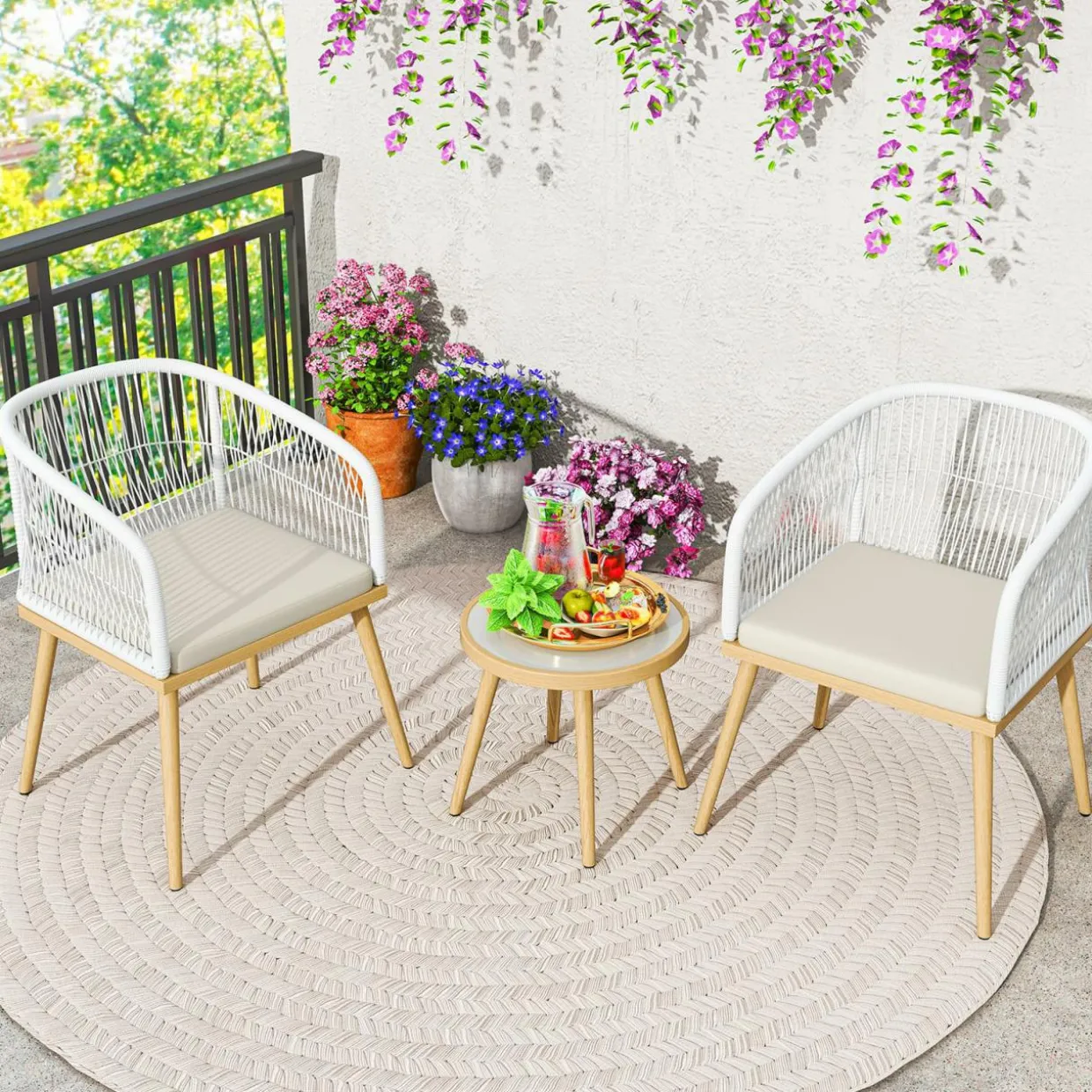 Tangkula 3 Pieces Patio Bistro Set
