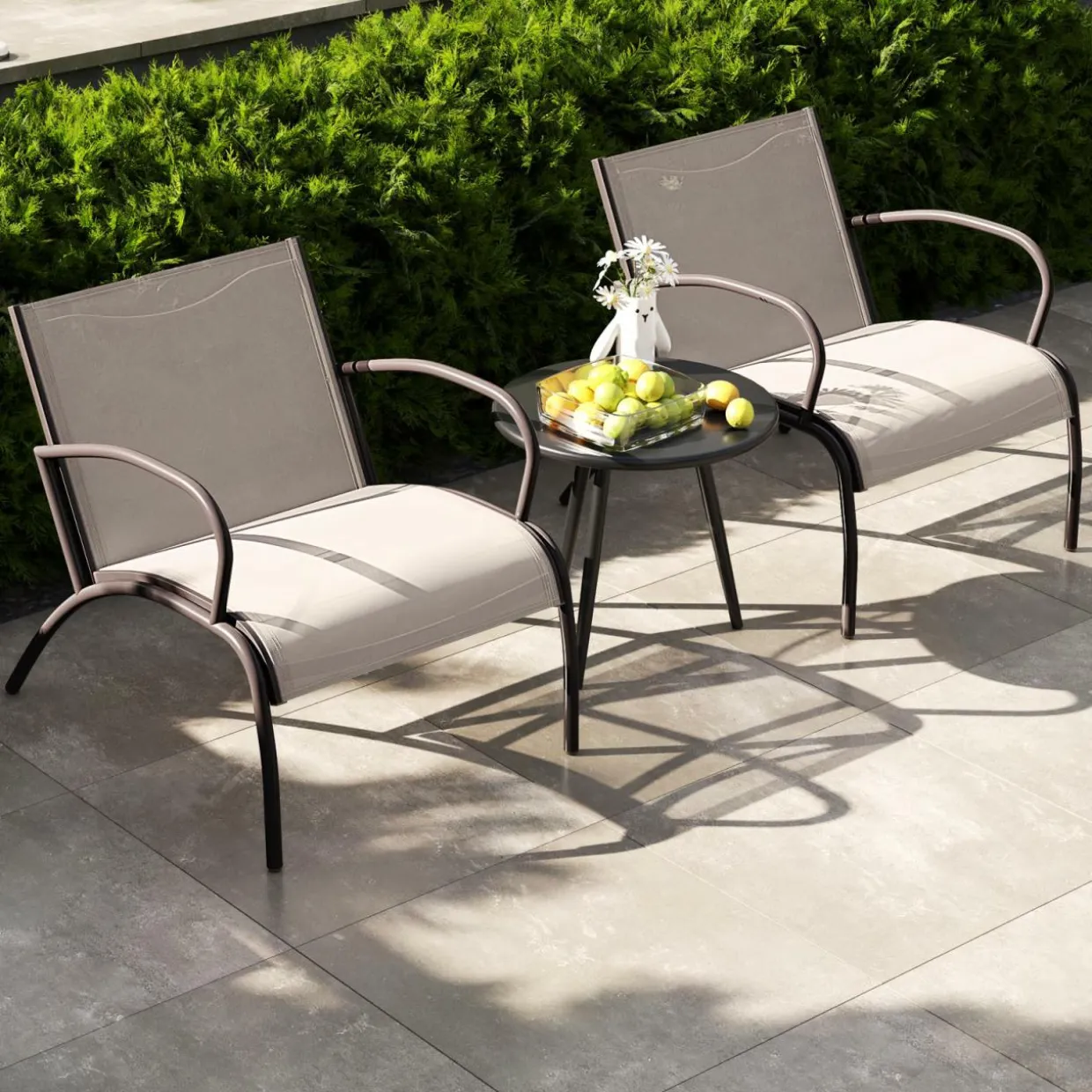 Tangkula 3 Pieces Patio Chair Set