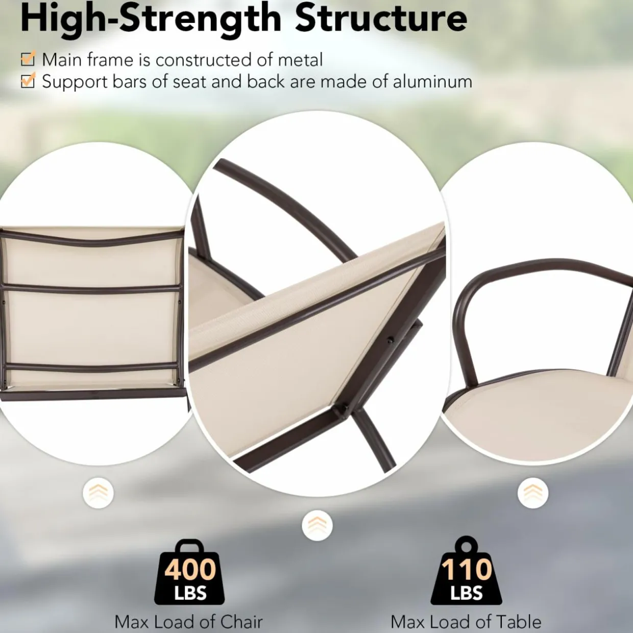 Tangkula 3 Pieces Patio Chair Set