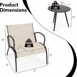 Tangkula 3 Pieces Patio Chair Set