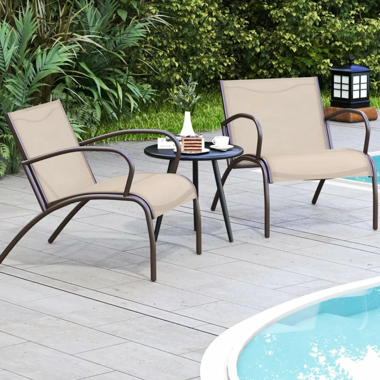 Tangkula 3 Pieces Patio Chair Set