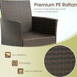 Tangkula 5 Pieces Patio Dining Set, 4 Cushioned Wicker Armchairs and Square Acacia Wood Dining Table