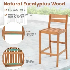 Tangkula 5 Pieces Patio Eucalyptus Wood Bar Set