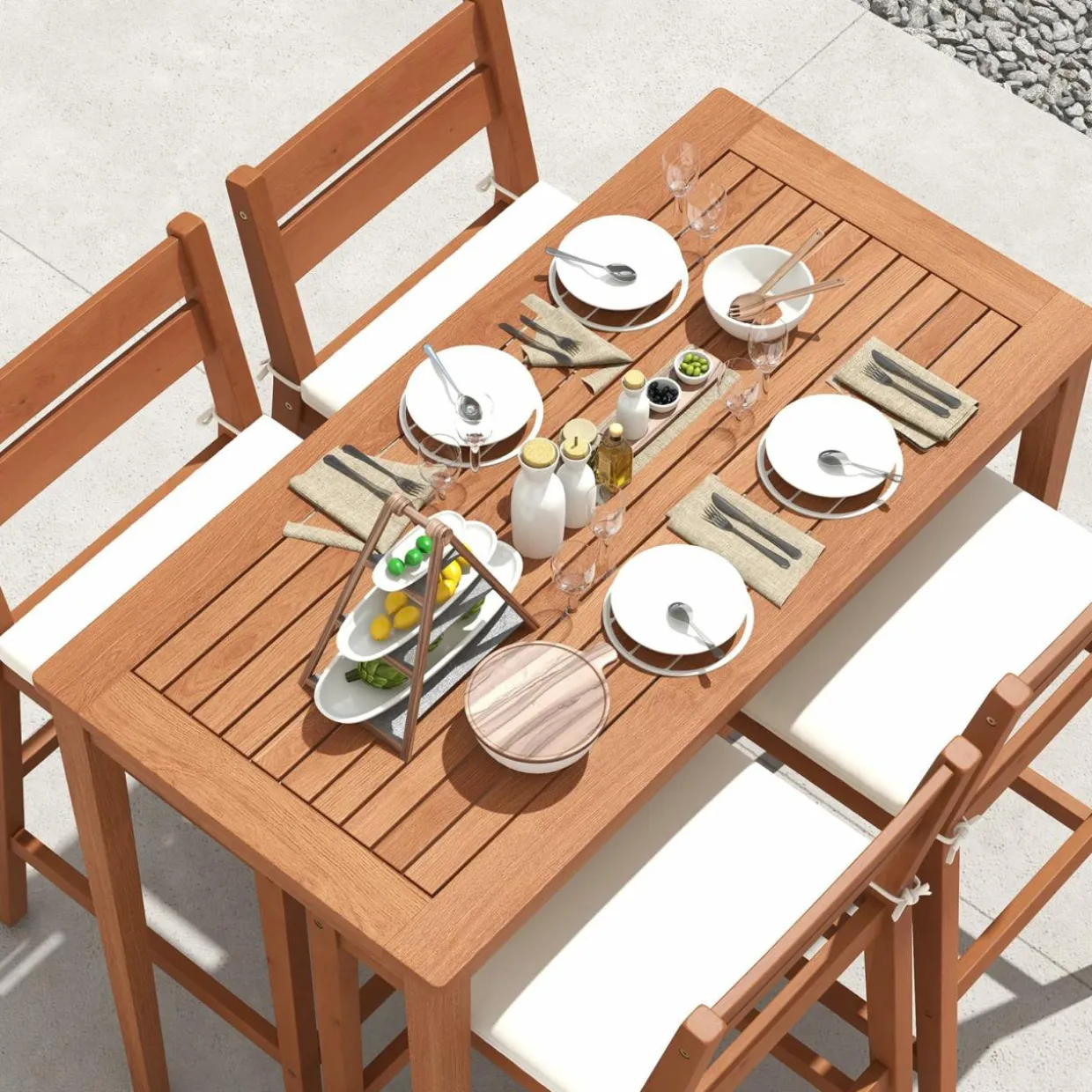 Tangkula 5 Pieces Patio Eucalyptus Wood Bar Set