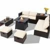 Tangkula 9 Pieces Patio Furniture Set with 30" Propane Fire Pit Table