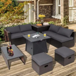 Tangkula 9 Pieces Patio Furniture Set with 30