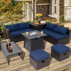 Tangkula 9 Pieces Patio Furniture Set with 30