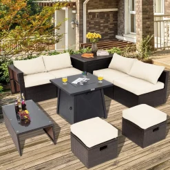 Tangkula 9 Pieces Patio Furniture Set with 30