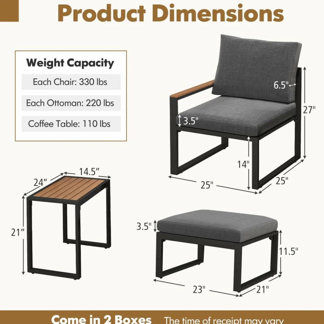 Tangkula 5 Pieces Patio Furniture Set