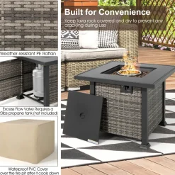 Tangkula 9 Pieces Patio Furniture Set with 50,000 BTU Propane Fire Pit Table