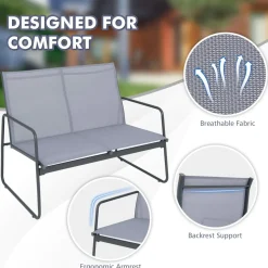 Tangkula 4 Pieces Patio Furniture Set with Tempered Glass Coffee Table (Gray)