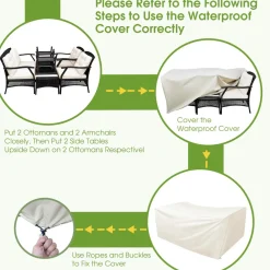 Tangkula 7 Pieces Patio Furniture Set, Outdoor Rattan Conversation Set with Waterproof Cover