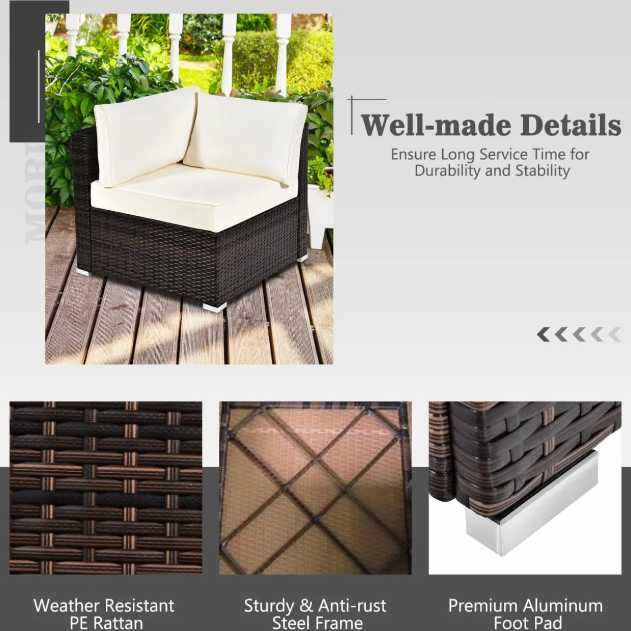 Tangkula 6 Pieces Patio Furniture Set, Outdoor Wicker Conversation Set with Glass Coffee Table