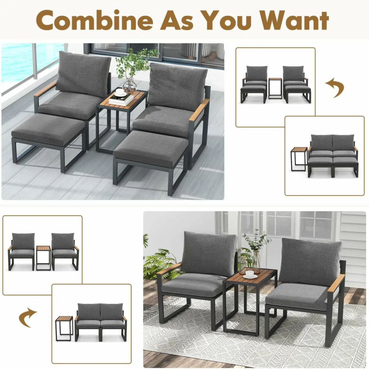Tangkula 5 Pieces Patio Furniture Set