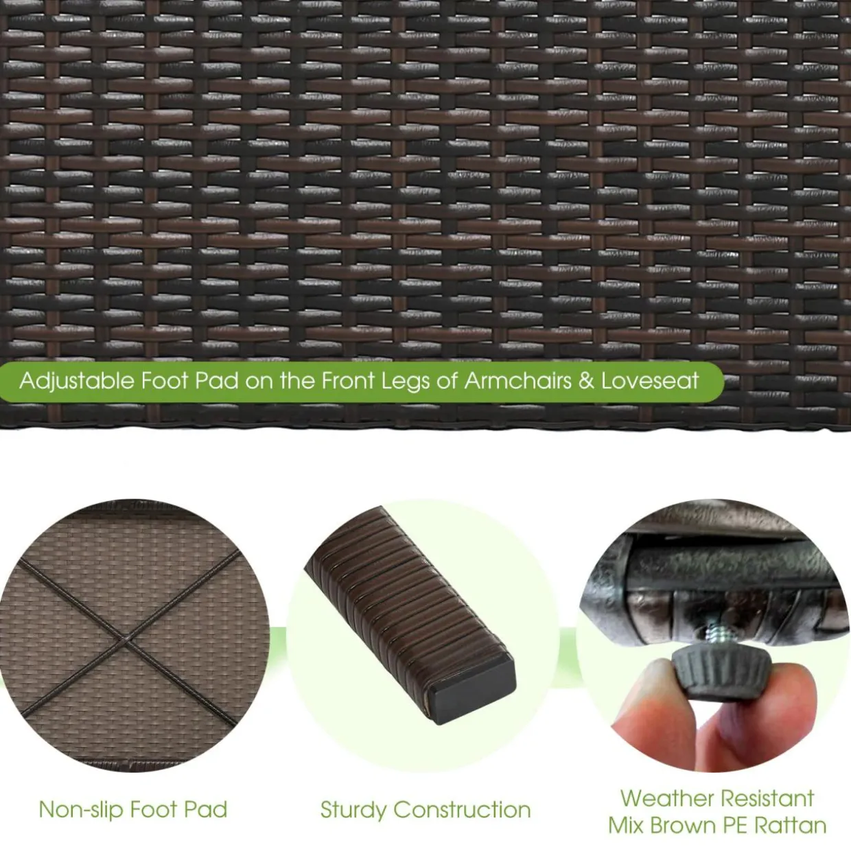 Tangkula 7 Pieces Patio Furniture Set, Outdoor Rattan Conversation Set with Waterproof Cover