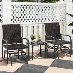 Tangkula 3 Pieces Patio Gliding Set