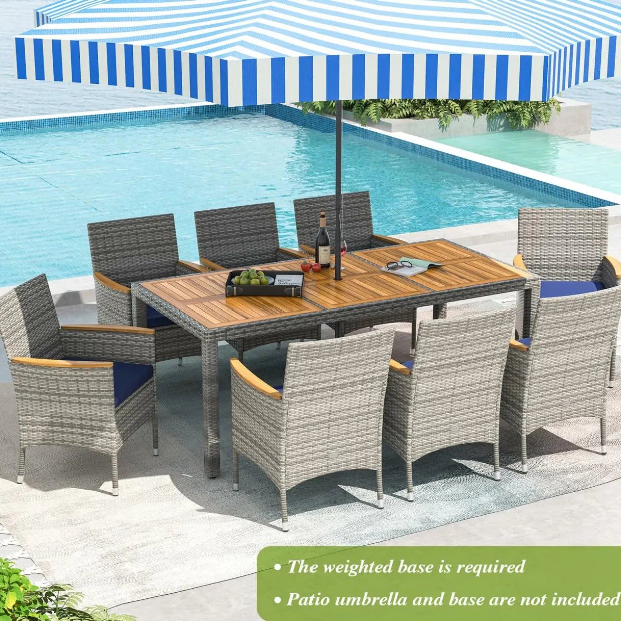 Tangkula 9 Pieces Patio PE Wicker Dining Set
