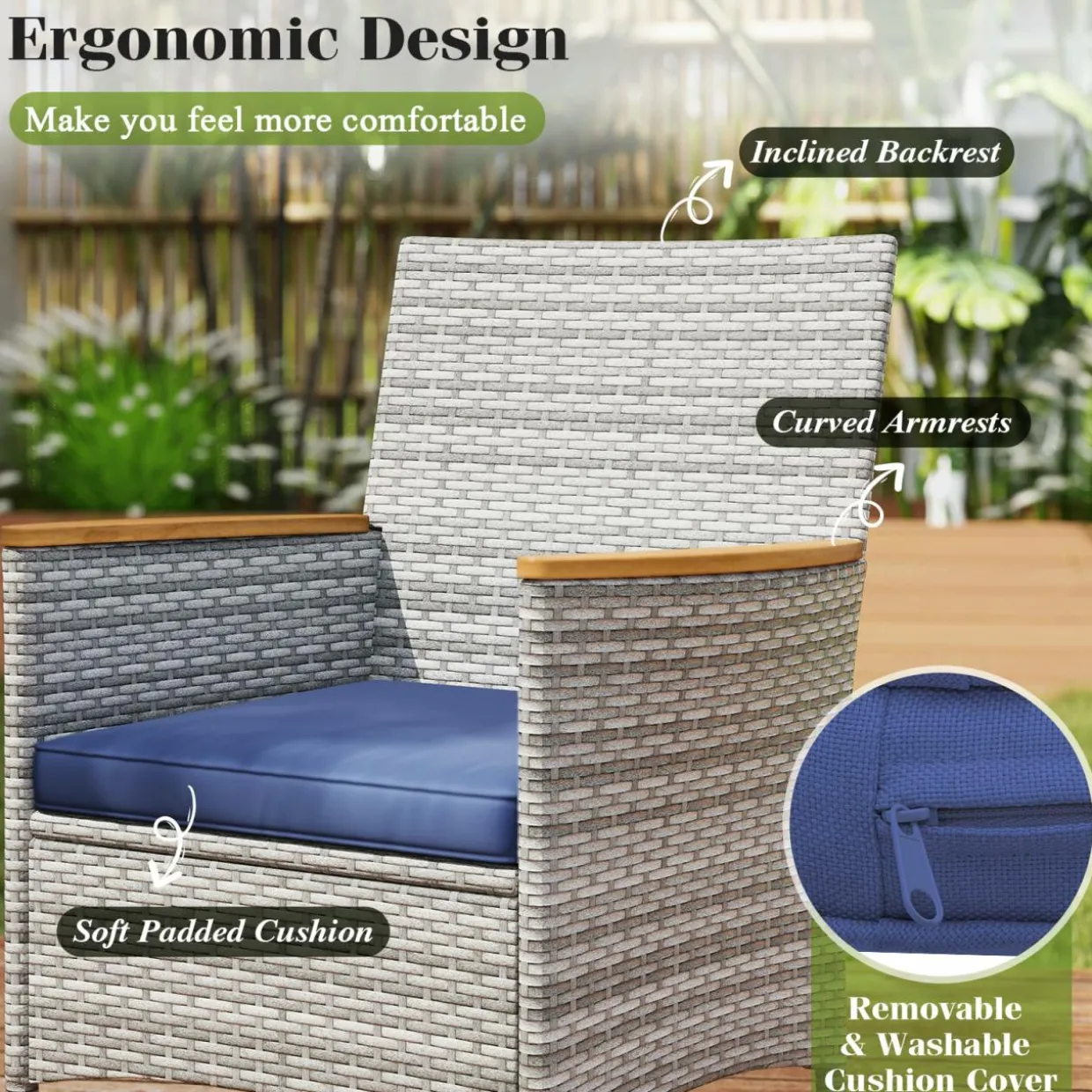 Tangkula 9 Pieces Patio PE Wicker Dining Set