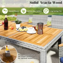 Tangkula 9 Pieces Patio PE Wicker Dining Set