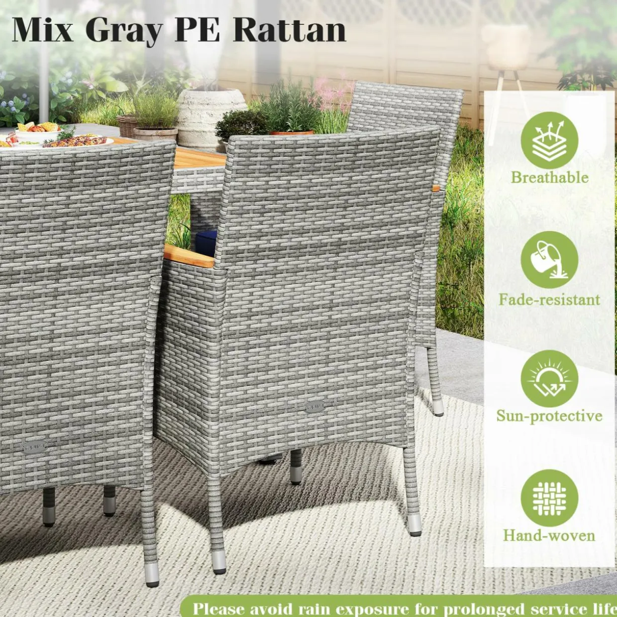 Tangkula 9 Pieces Patio PE Wicker Dining Set