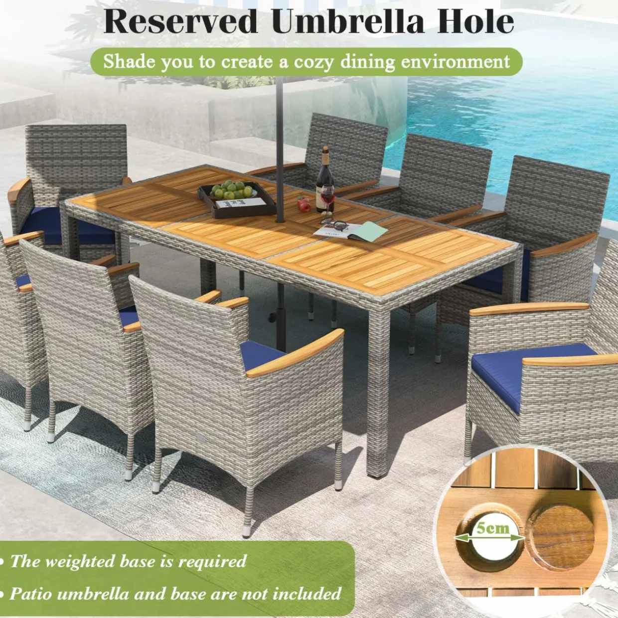 Tangkula 9 Pieces Patio PE Wicker Dining Set