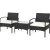 Tangkula 3 Pieces Patio Rattan Conversation Set